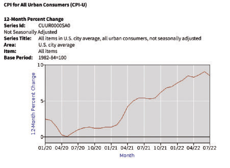 consumer price index chart august 2022