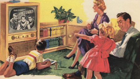 vintage family around television from smithsonian magazine